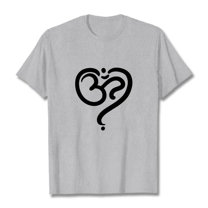 Buddha Stones Love Heart OM Symbol Design Tee T-shirt - LightGrey - 2XL - image 19