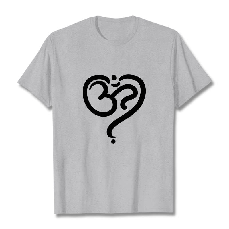 Buddha Stones Love Heart OM Symbol Design Tee T-shirt - LightGrey - 2XL - image 19