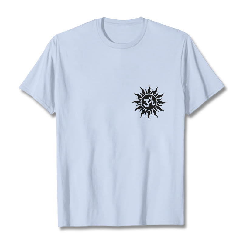 Buddha Stones Sun OM Symbol Design Tee T-shirt - LightCyan - 2XL - image 10