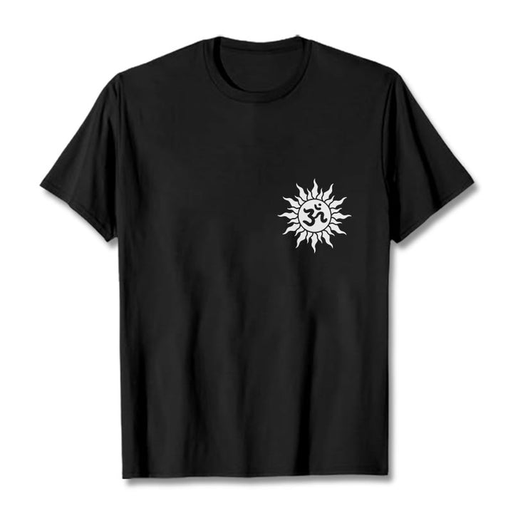 Buddha Stones Sun OM Symbol Design Tee T-shirt - Black - 2XL - image 0