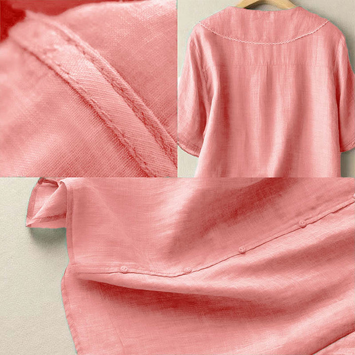 Buddha Stones Casual Plain Button Half Sleeve Middy Collar Women's Shirt - image 26