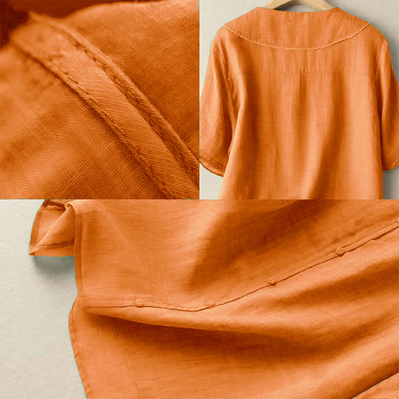 Buddha Stones Casual Plain Button Half Sleeve Middy Collar Women's Shirt - image 7