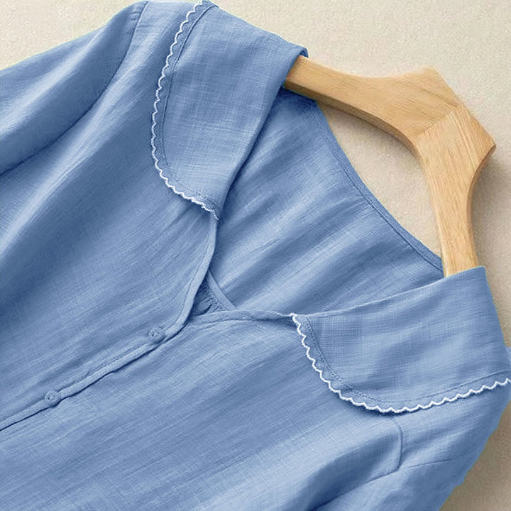 Buddha Stones Casual Plain Button Half Sleeve Middy Collar Women's Shirt - image 12