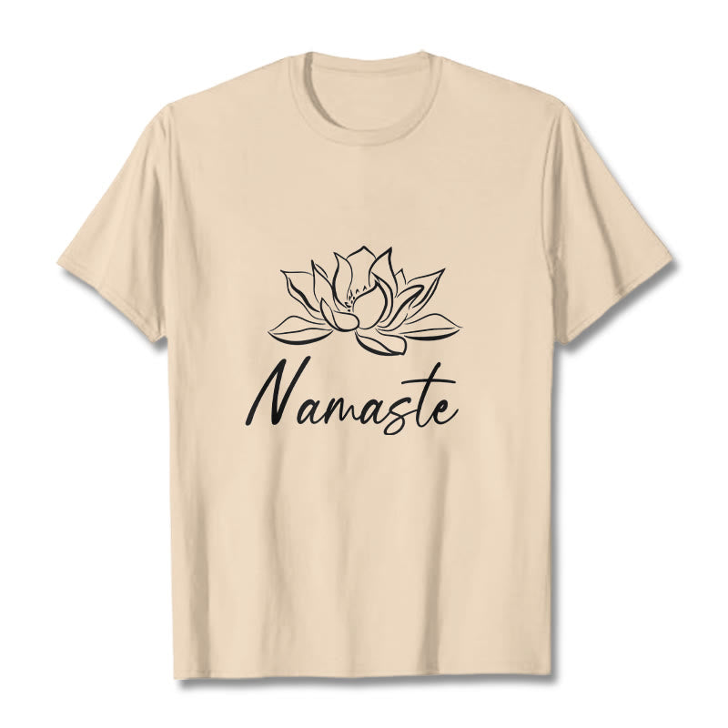 Buddha Stones Simple Lotus Flower Namaste Meditation Cotton Tee T-shirt - Bisque - 2XL - image 8