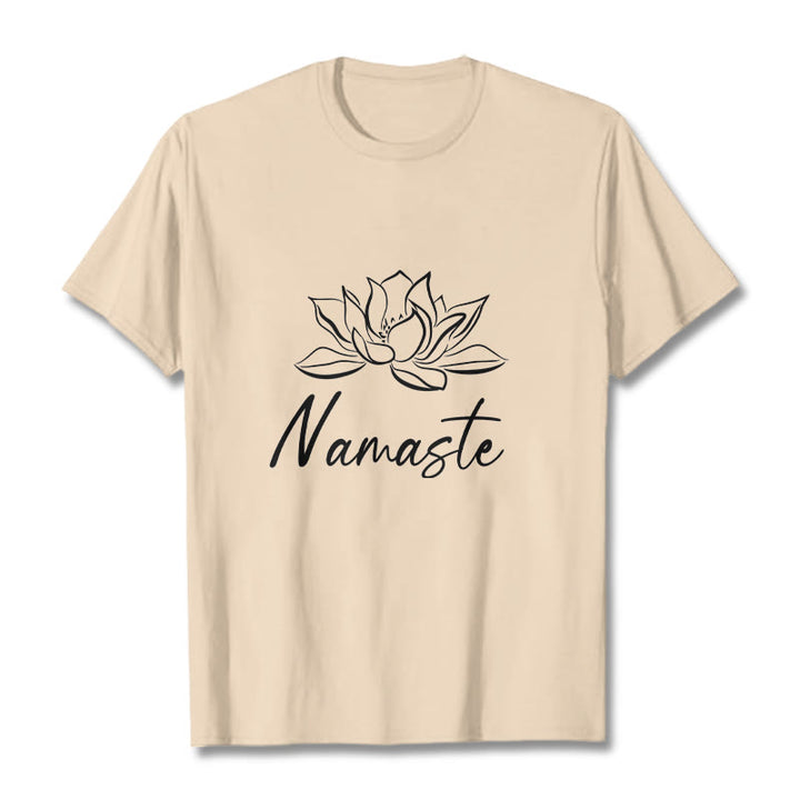 Buddha Stones Simple Lotus Flower Namaste Meditation Cotton Tee T-shirt - Bisque - 2XL - image 8