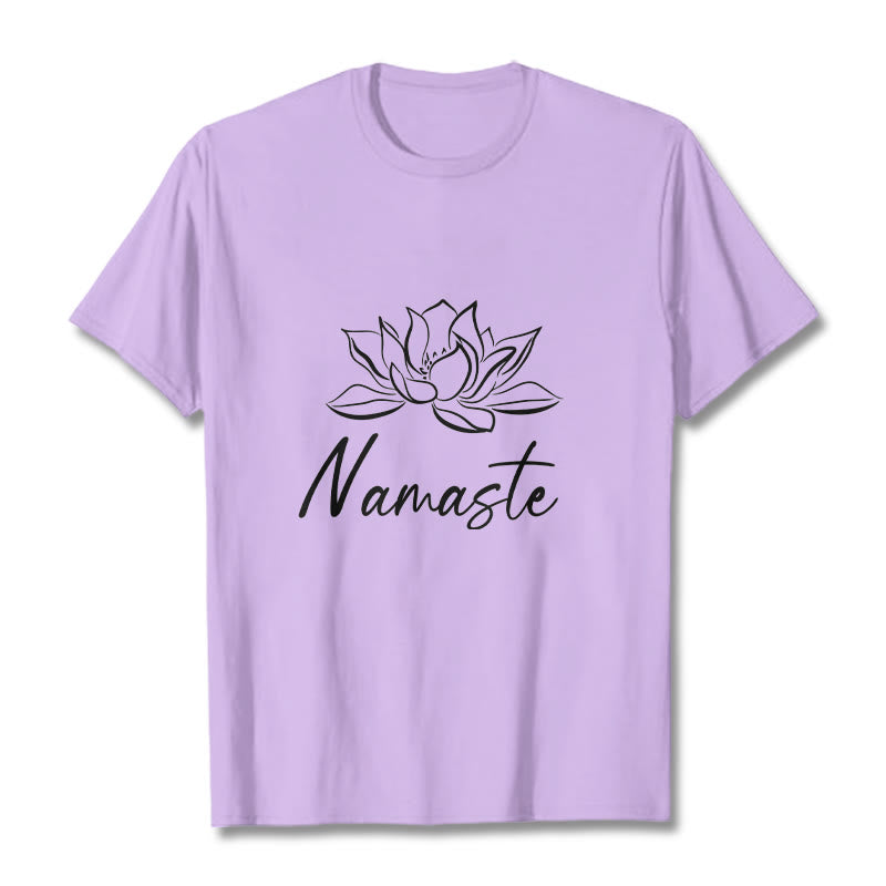 Buddha Stones Simple Lotus Flower Namaste Meditation Cotton Tee T-shirt - Plum - 2XL - image 16