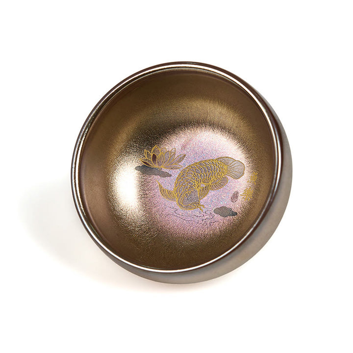 Buddha Stones Handmade Chinese Jianzhan Koi Fish Lotus Leaf Ceramic Teacup Kung Fu Tea Cup 150ml - image 6