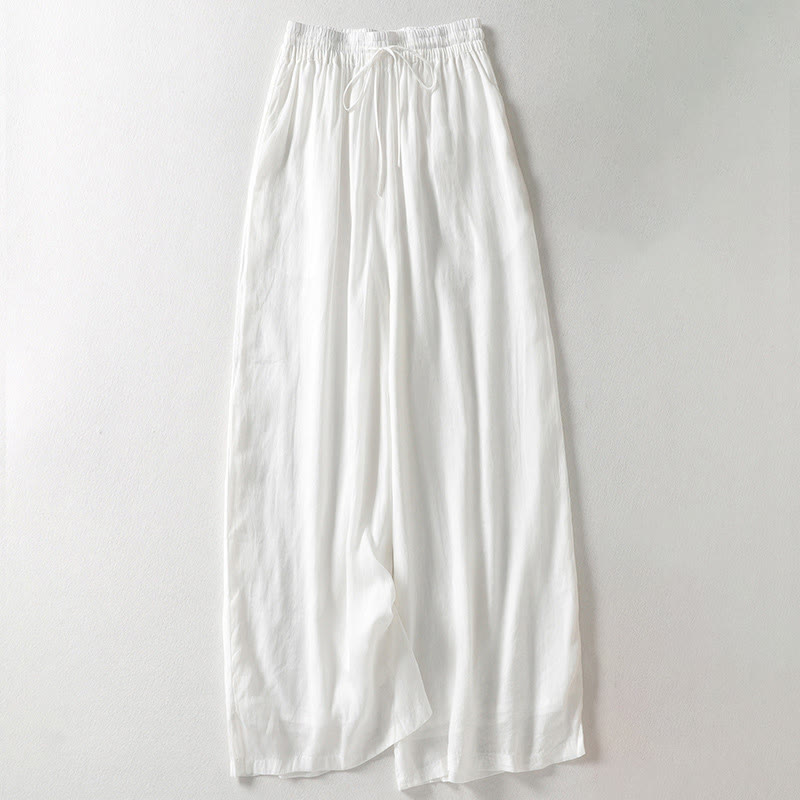 Buddha Stones Solid Color Lace-up Women's Wide Leg Pants - White - US8-10,UK/AU12-14,EU40-42 (2XL) - image 5