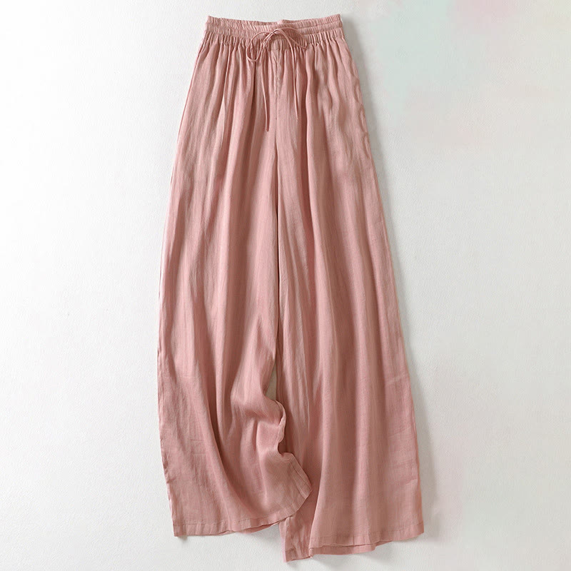 Buddha Stones Solid Color Lace-up Women's Wide Leg Pants - Pink - US8-10,UK/AU12-14,EU40-42 (2XL) - image 22