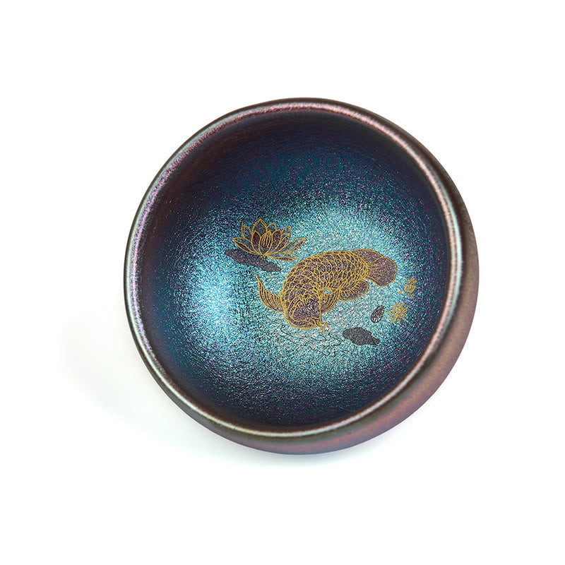 Buddha Stones Handmade Chinese Jianzhan Koi Fish Lotus Leaf Ceramic Teacup Kung Fu Tea Cup 150ml - image 16