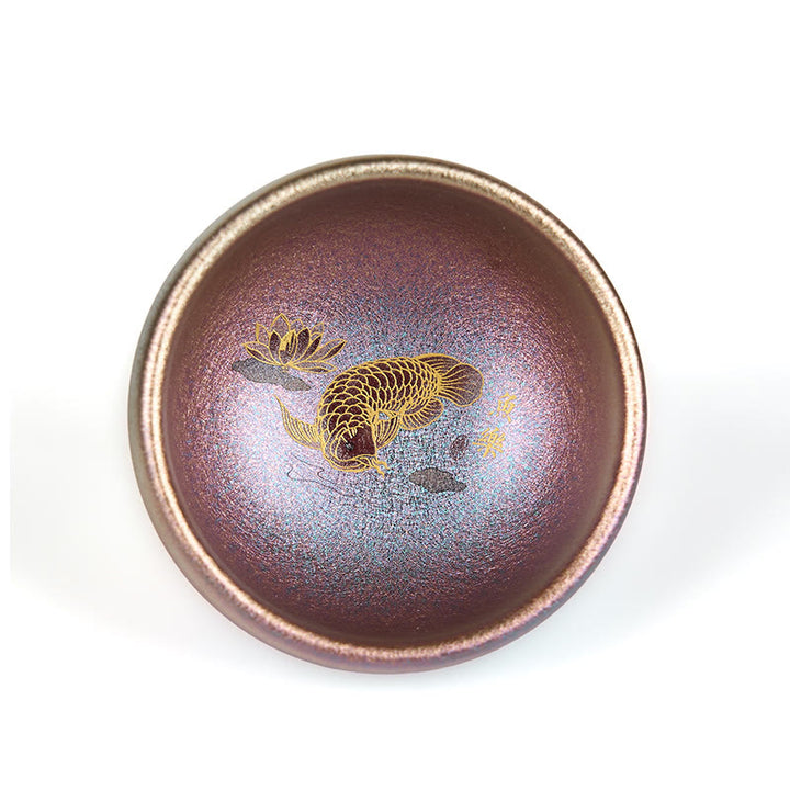 Buddha Stones Handmade Chinese Jianzhan Koi Fish Lotus Leaf Ceramic Teacup Kung Fu Tea Cup 150ml - image 24