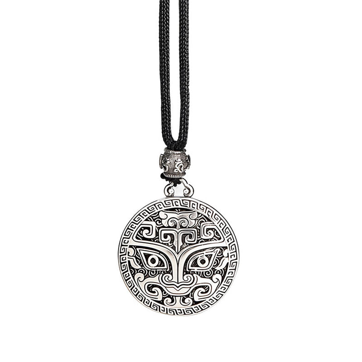 Buddha Stones Taotie Om Mani Padme Hum Copper Plated Silver Wealth Necklace Pendant - image 13