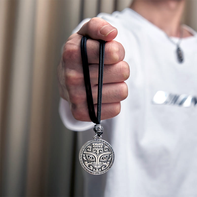 Buddha Stones Taotie Om Mani Padme Hum Copper Plated Silver Wealth Necklace Pendant - image 12