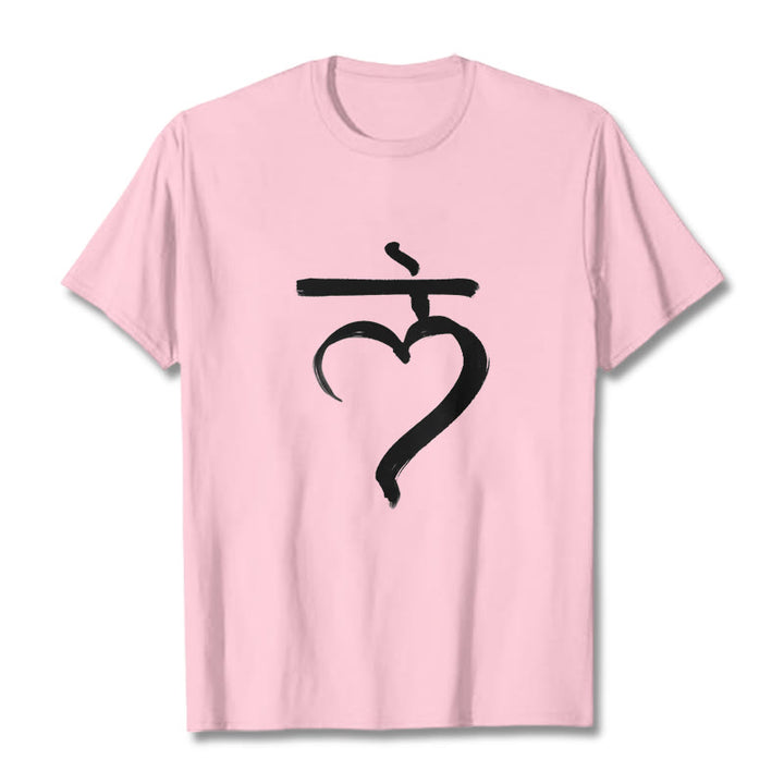 Buddha Stones Casual Lam Mantra Sanskrit Cotton Tee T-shirt - LightPink - 2XL - image 12