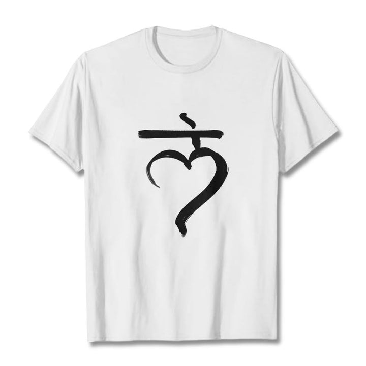 Buddha Stones Casual Lam Mantra Sanskrit Cotton Tee T-shirt - White - 2XL - image 5