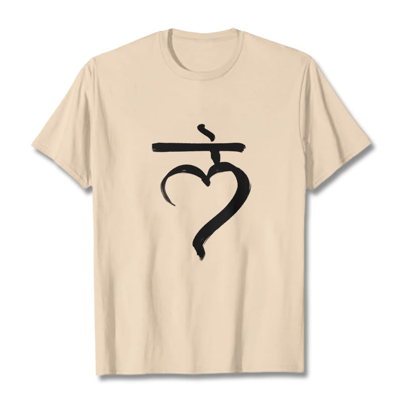 Buddha Stones Casual Lam Mantra Sanskrit Cotton Tee T-shirt - Bisque - 2XL - image 8