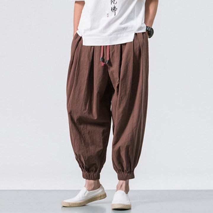 Buddha Stones Casual Sports Men's Solid Color Cotton Drawstring Pants With Pockets - image 28