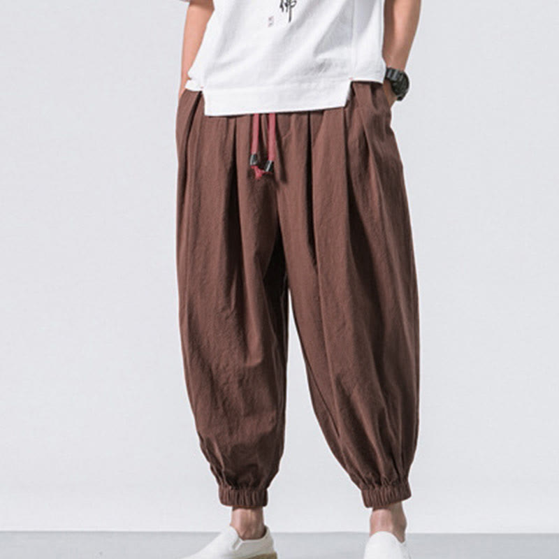 Buddha Stones Casual Sports Men's Solid Color Cotton Drawstring Pants With Pockets - image 29