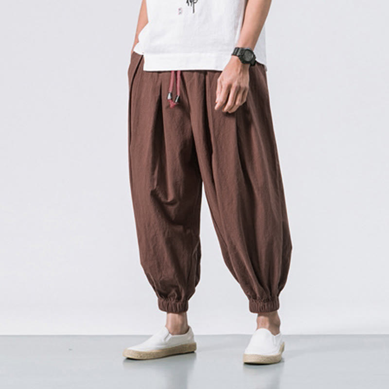 Buddha Stones Casual Sports Men's Solid Color Cotton Drawstring Pants With Pockets - image 32