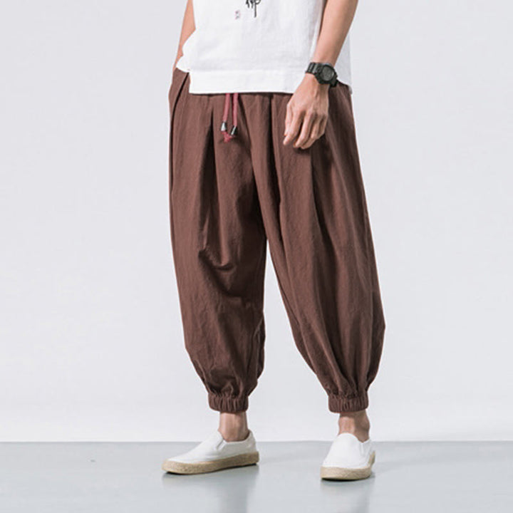 Buddha Stones Casual Sports Men's Solid Color Cotton Drawstring Pants With Pockets - image 32