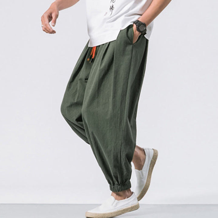 Buddha Stones Casual Sports Men's Solid Color Cotton Drawstring Pants With Pockets - image 20