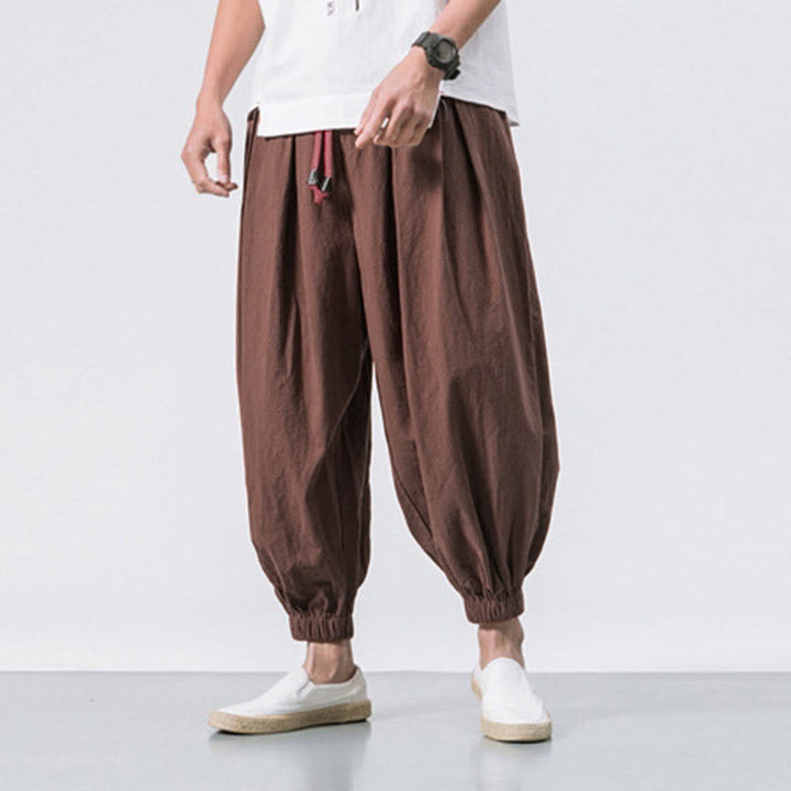 Buddha Stones Casual Sports Men's Solid Color Cotton Drawstring Pants With Pockets - image 30
