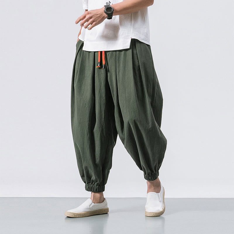 Buddha Stones Casual Sports Men's Solid Color Cotton Drawstring Pants With Pockets - Olive - US/UK/AU46,EU56 (5XL) - image 15