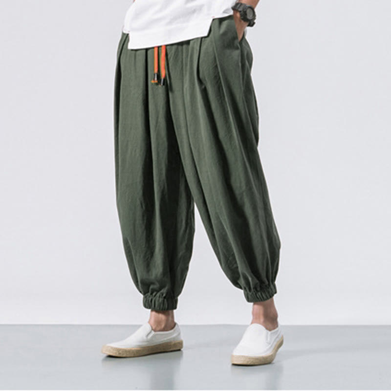 Buddha Stones Casual Sports Men's Solid Color Cotton Drawstring Pants With Pockets - image 21