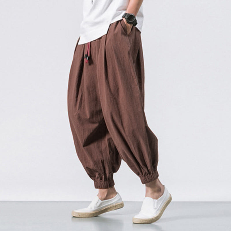 Buddha Stones Casual Sports Men's Solid Color Cotton Drawstring Pants With Pockets - image 31
