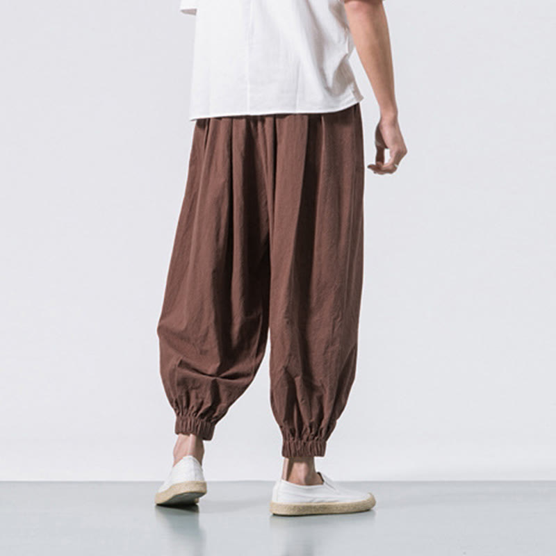 Buddha Stones Casual Sports Men's Solid Color Cotton Drawstring Pants With Pockets - image 33