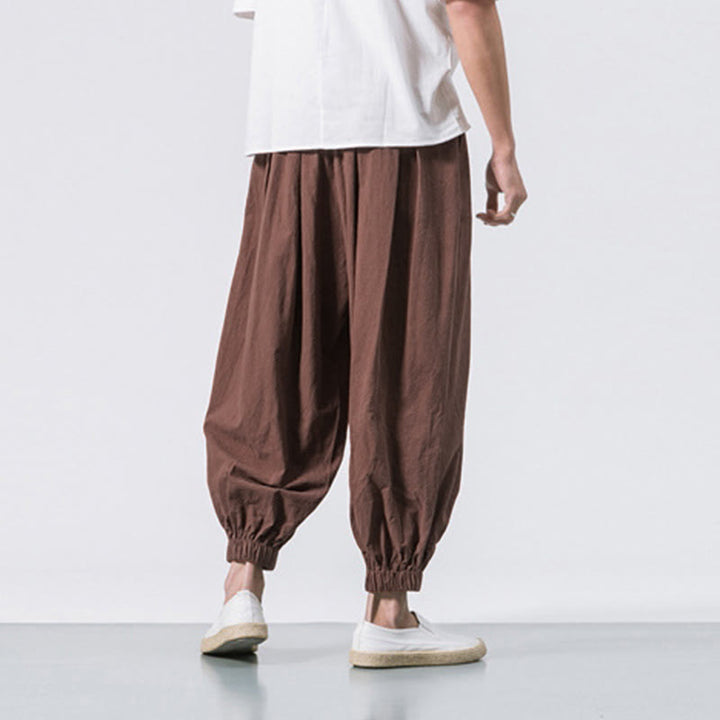 Buddha Stones Casual Sports Men's Solid Color Cotton Drawstring Pants With Pockets - image 33