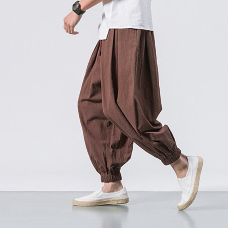 Buddha Stones Casual Sports Men's Solid Color Cotton Drawstring Pants With Pockets - image 35