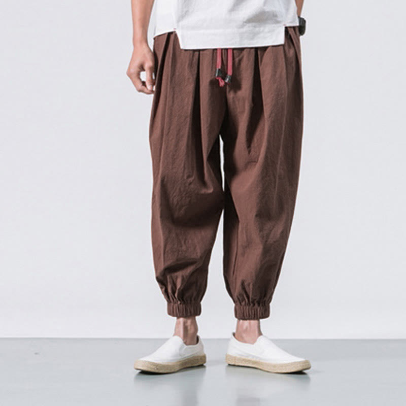 Buddha Stones Casual Sports Men's Solid Color Cotton Drawstring Pants With Pockets - image 27