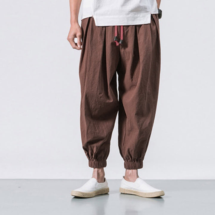 Buddha Stones Casual Sports Men's Solid Color Cotton Drawstring Pants With Pockets - image 27
