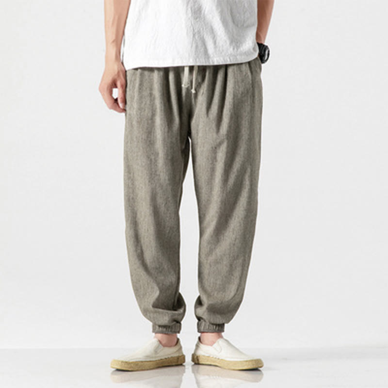 Buddha Stones Simple Drawstring Design Linen Men's Pants With Pockets - DarkKhaki - US/UK/AU46,EU56 (5XL) - image 18