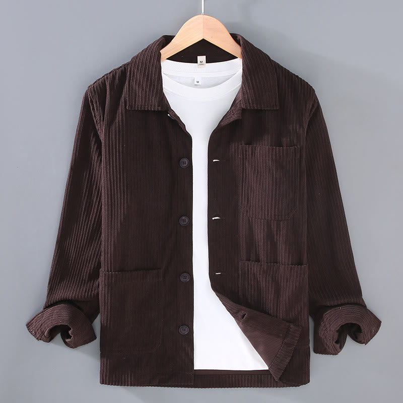 Buddha Stones Fall Lapel Design Long Sleeve Button Men's Jacket With Pockets - SaddleBrown - US/UK/AU42,EU52 (3XL) - image 7