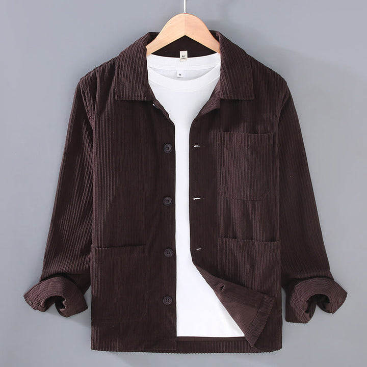 Buddha Stones Fall Lapel Design Long Sleeve Button Men's Jacket With Pockets - SaddleBrown - US/UK/AU42,EU52 (3XL) - image 7