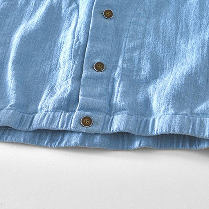 Buddha Stones Commute Plain Simple Buttons Design Men's Long Sleeve Ramie Linen Jacket With Pockets - image 15