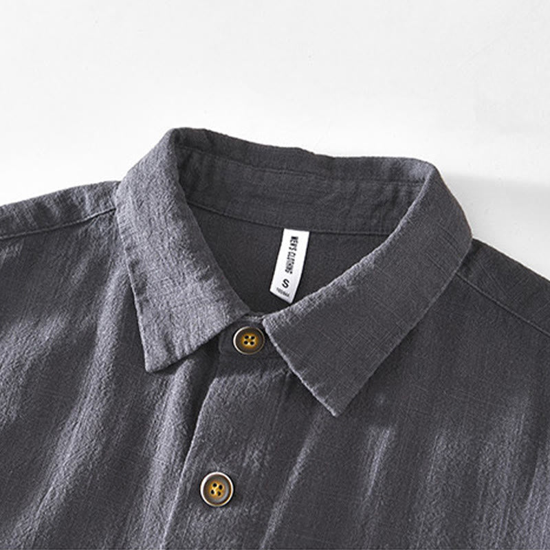 Buddha Stones Commute Plain Simple Buttons Design Men's Long Sleeve Ramie Linen Jacket With Pockets - image 18
