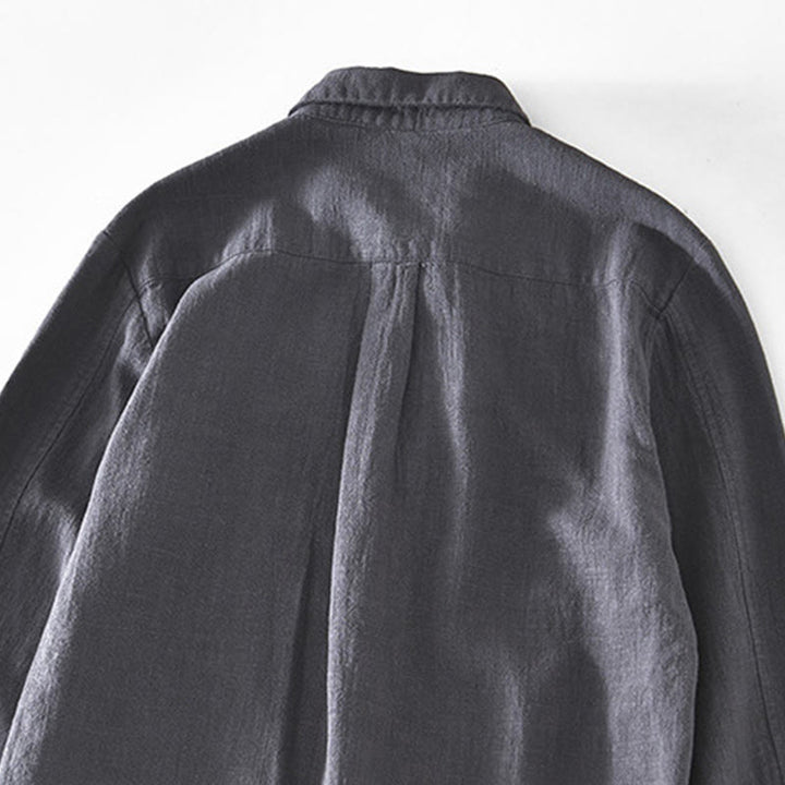 Buddha Stones Commute Plain Simple Buttons Design Men's Long Sleeve Ramie Linen Jacket With Pockets - image 19