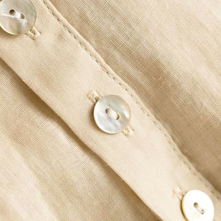 Buddha Stones Vintage Button Three Quarter Puff Sleeve V-Neck Cotton Women's Shirt - image 12