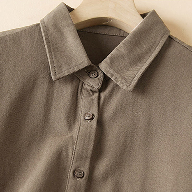 Buddha Stones Fall Irregular Design Long Sleeve Women's Cotton Linen Lapel Jacket With Pockets - image 14