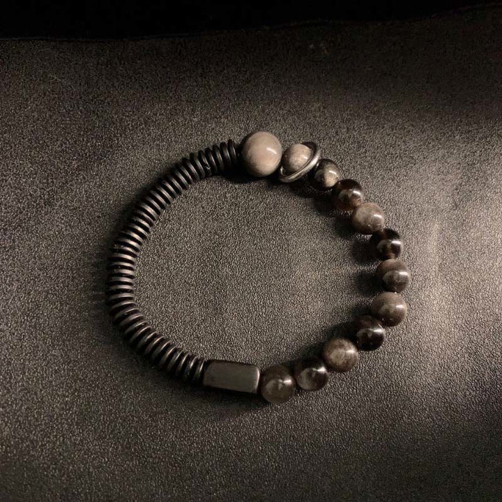 Buddha Stones Silver Sheen Obsidian Coconut Shell Protection Bracelet - image 7