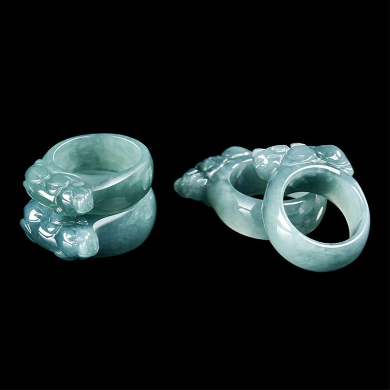 Buddha Stones Fengshui Wealth Prosperity Jade PiXiu Luck Ring - image 9