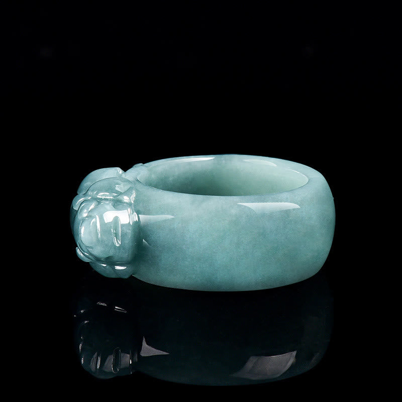 Buddha Stones Fengshui Wealth Prosperity Jade PiXiu Luck Ring - image 1