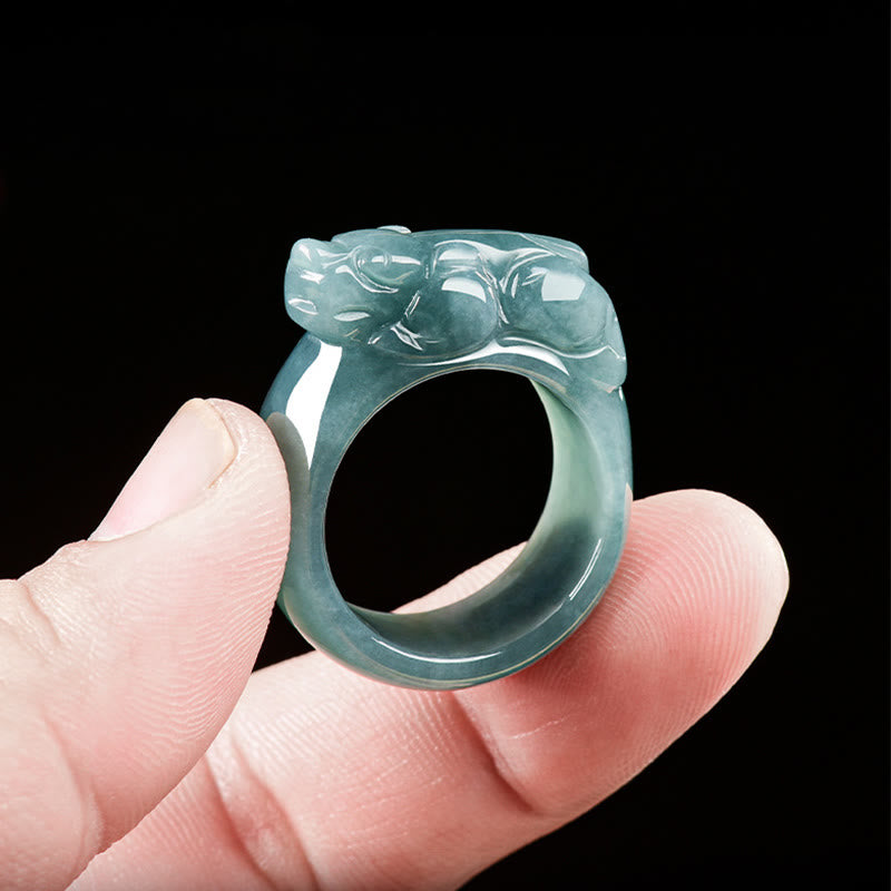 Buddha Stones Fengshui Wealth Prosperity Jade PiXiu Luck Ring - image 3