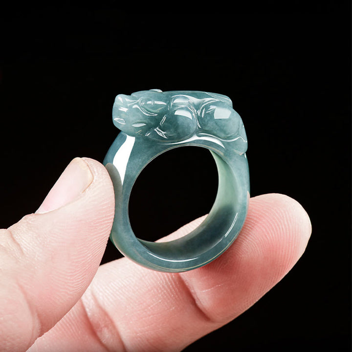 Buddha Stones Fengshui Wealth Prosperity Jade PiXiu Luck Ring - image 3