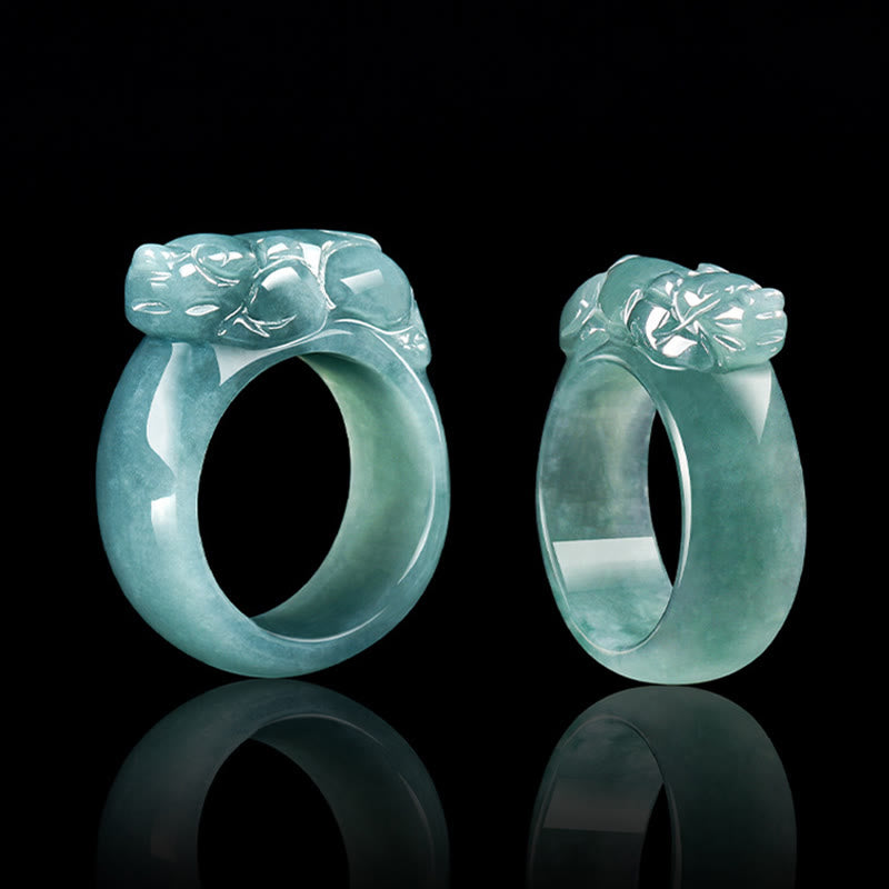 Buddha Stones Fengshui Wealth Prosperity Jade PiXiu Luck Ring - image 2