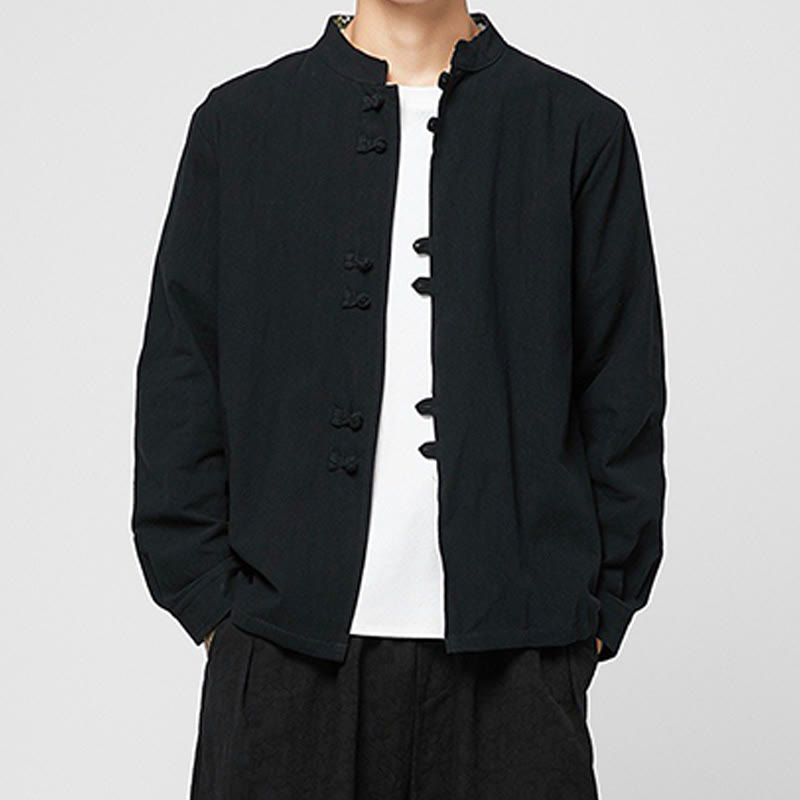 Buddha Stones Men's Frog-Button Dragon Pattern Cuffs Cotton Long Sleeve Shirt - Black - US/UK/AU46,EU56 (5XL) - image 13