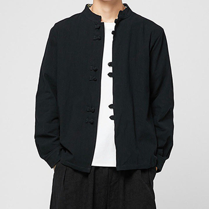 Buddha Stones Men's Frog-Button Dragon Pattern Cuffs Cotton Long Sleeve Shirt - Black - US/UK/AU46,EU56 (5XL) - image 13
